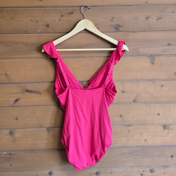 Sea Level Australia Swimsuit One Piece Eco Essentials Frill Red 8 Vneck Beach - Picture 3 of 6